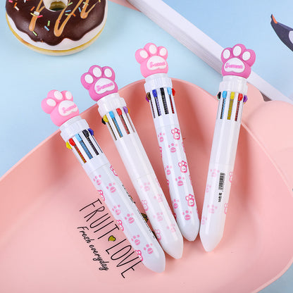 Creative 10-Color Cute Ballpoint Pen with Fun Designs