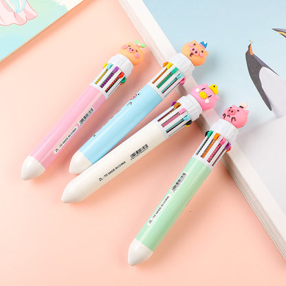 Creative 10-Color Cute Ballpoint Pen with Fun Designs