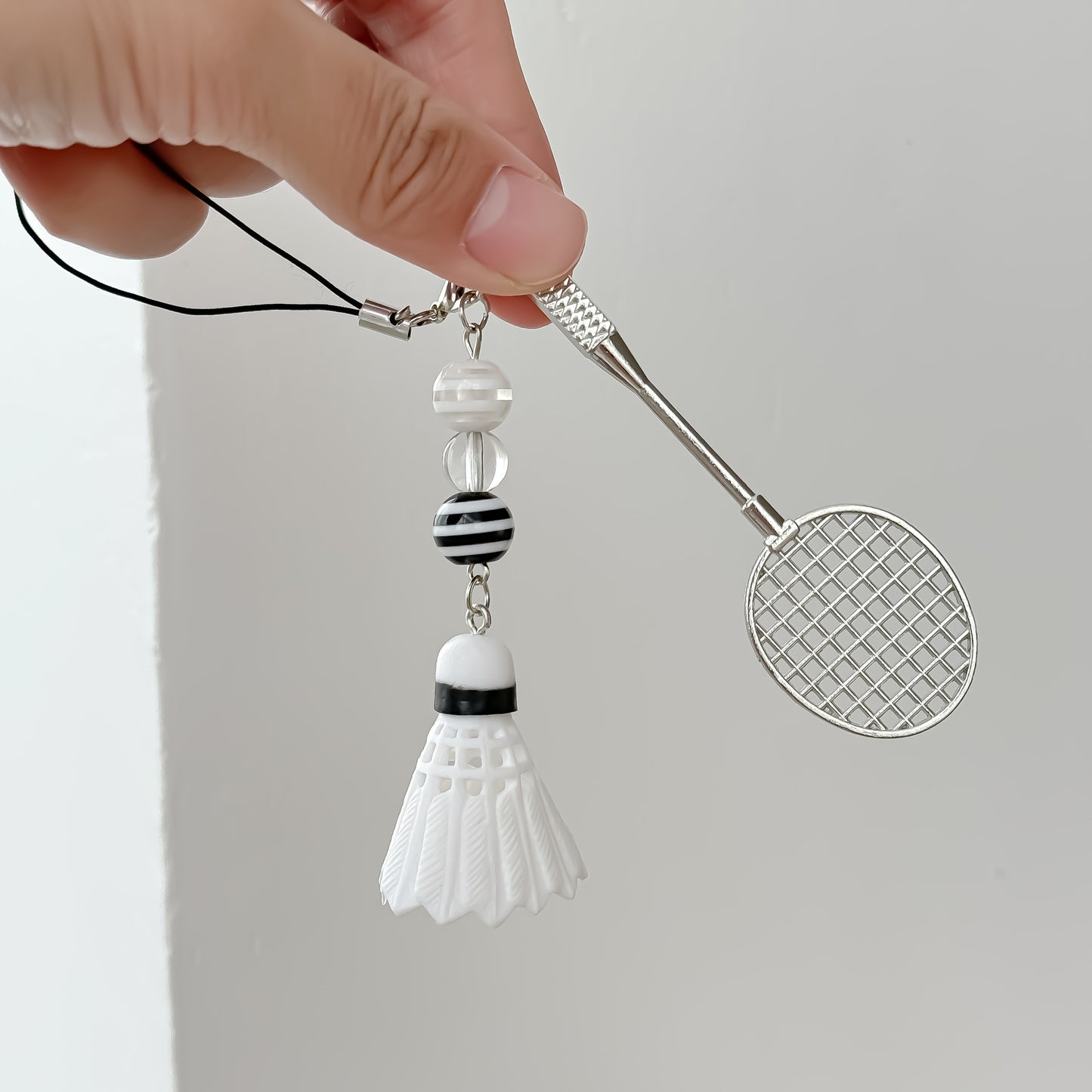 Creative Badminton Racket Keychain Phone Pendant
