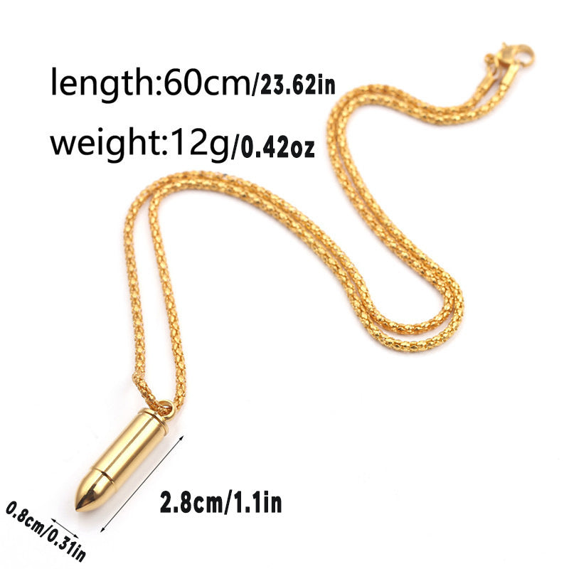 Creative Bullet Pendant Necklace Stainless Steel Adjustable Chain