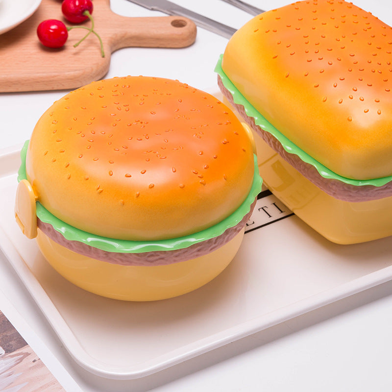 Creative Burger-Shaped Lunch Box for Kids with Fork and Spoon