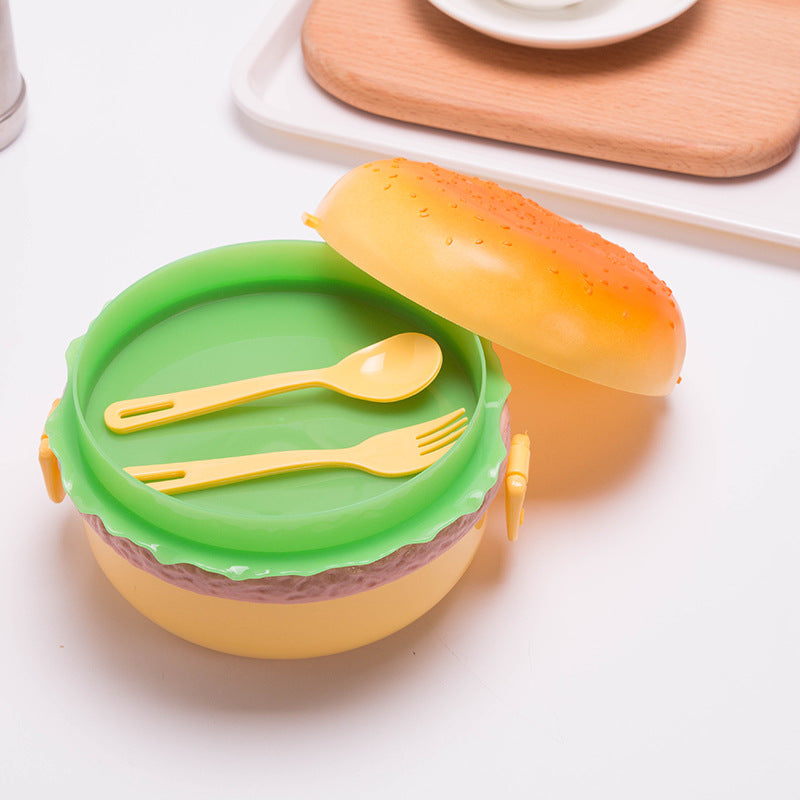 Creative Burger-Shaped Lunch Box for Kids with Fork and Spoon