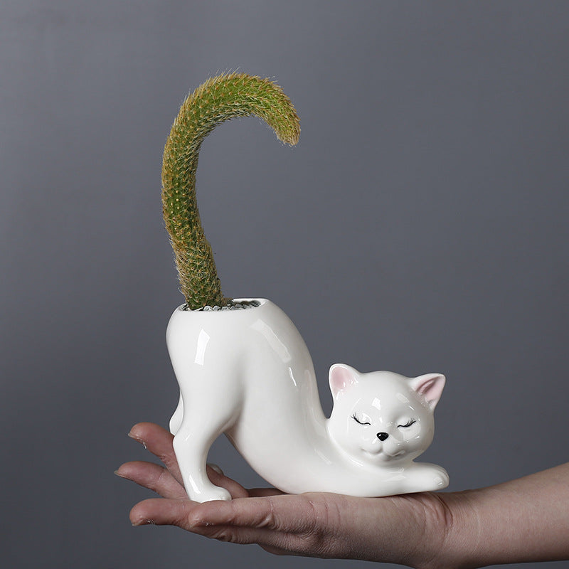 Creative Cat Tail Ceramic Flower Pot