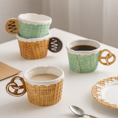 Creative Ceramic Dessert Cup and Plate Set