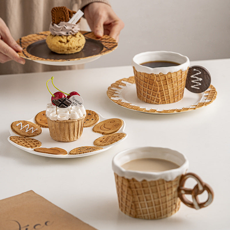 Creative Ceramic Dessert Cup and Plate Set