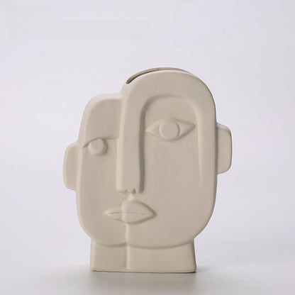 Creative Ceramic Face Vase for Home Decor