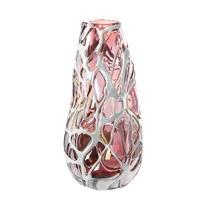 Creative Color-Block Embossed Glass Vase