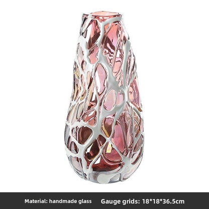 Creative Color-Block Embossed Glass Vase