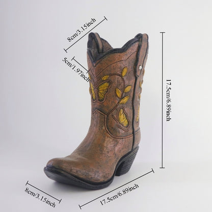 Creative Cowboy Boot Resin Vase