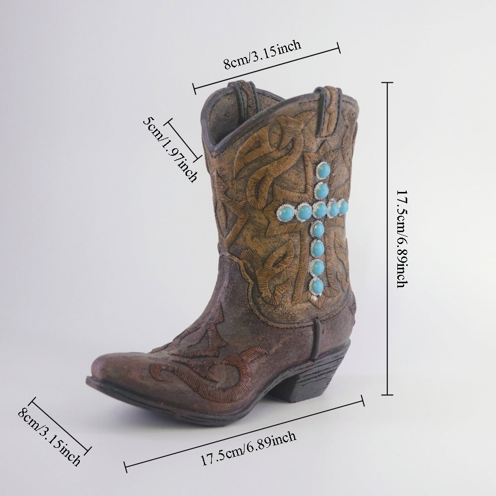 Creative Cowboy Boot Resin Vase