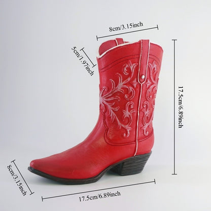 Creative Cowboy Boot Resin Vase