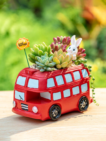 Creative Double-Decker Bus Succulent Planter
