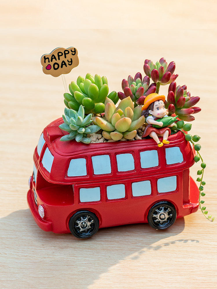 Creative Double-Decker Bus Succulent Planter
