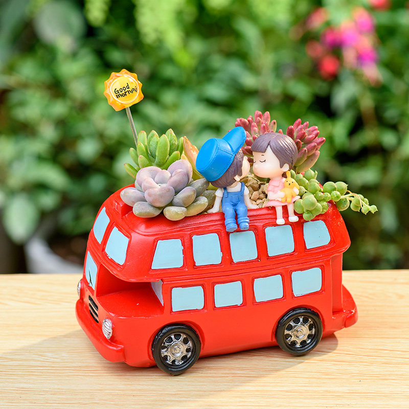 Creative Double-Decker Bus Succulent Planter