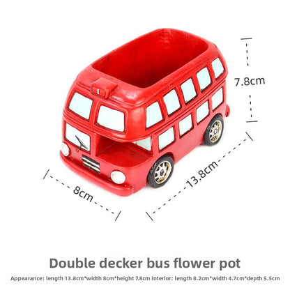 Creative Double-Decker Bus Succulent Planter