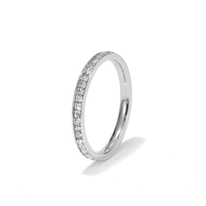 Creative Geometric Square T-Shaped Full Circle Diamond Ring
