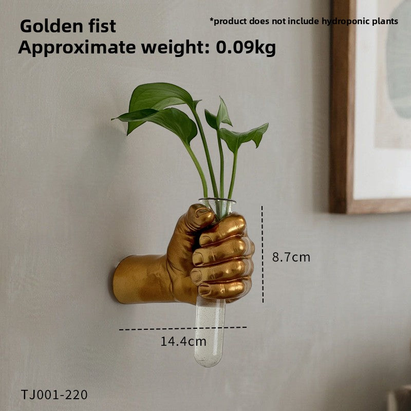 Creative Golden Hand-Held Glass Vase Wall Hanging for Living Room Entrance, Tv Background Wall, Light Luxury Decoration, Home Furnishings