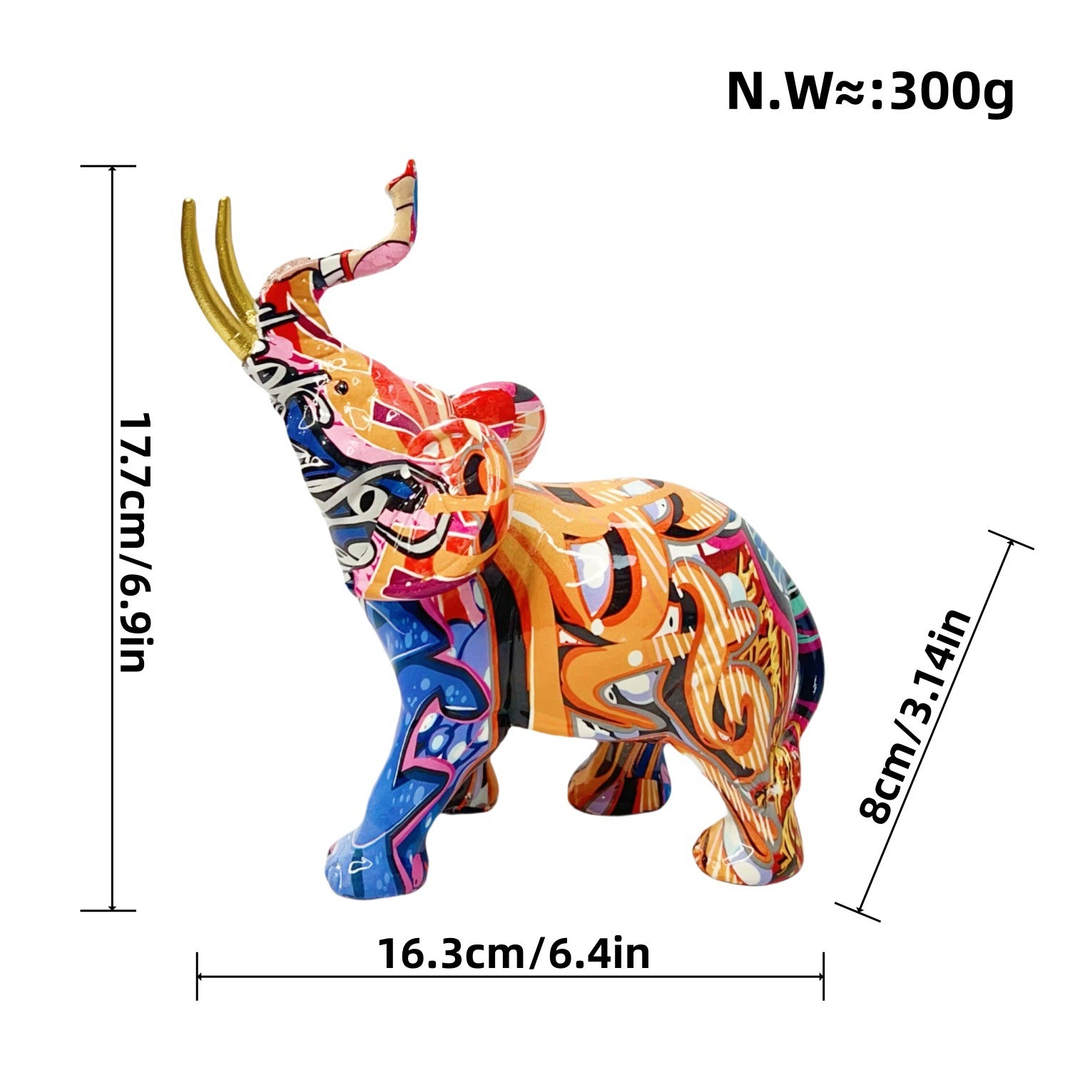 Creative graffiti resin craft elephant figurine