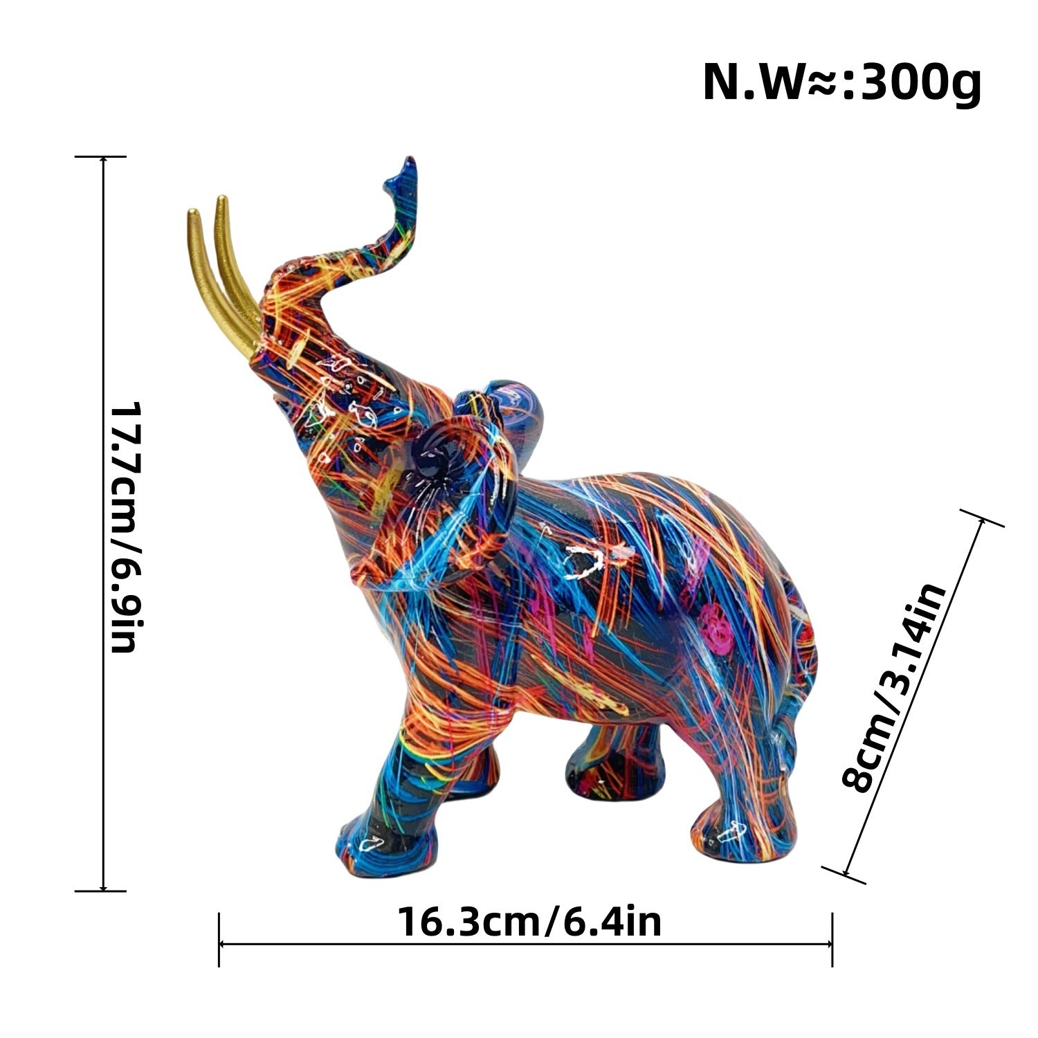 Creative graffiti resin craft elephant figurine