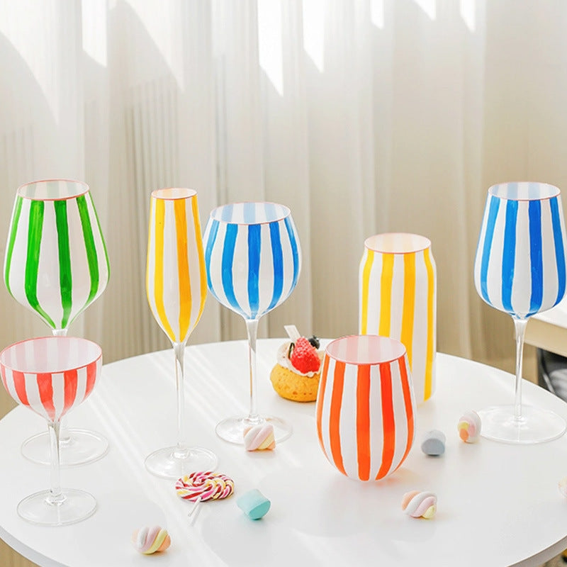 Creative Hand-Painted Striped Glass Cup