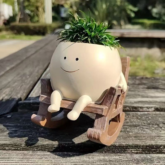Creative Hanging Resin Flower Pots with Smiling Faces