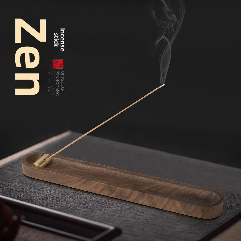 Creative Incense Holder with Three Holes, Made of Solid Walnut Wood