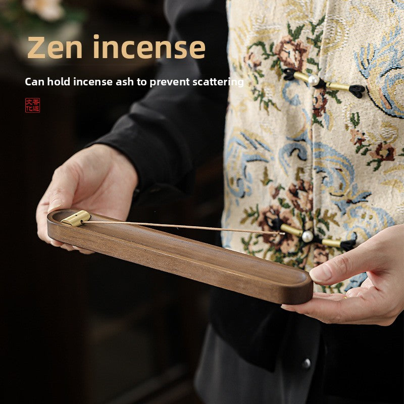Creative Incense Holder with Three Holes, Made of Solid Walnut Wood