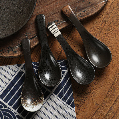 Creative Japanese Retro Ceramic Spoon for Household Use