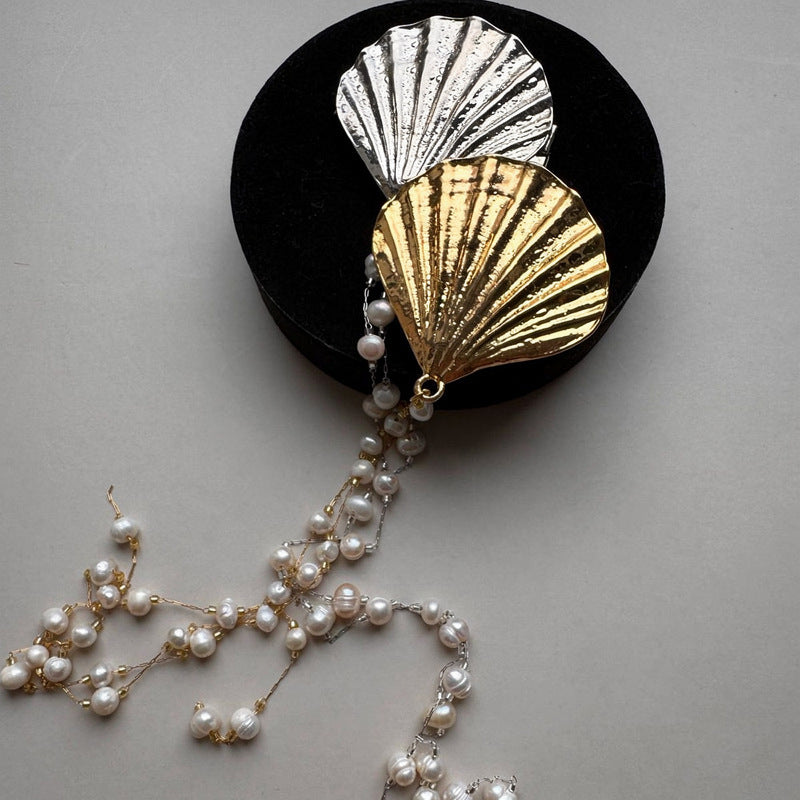 Creative Mermaid Shell Hairpin with Tassel Chain