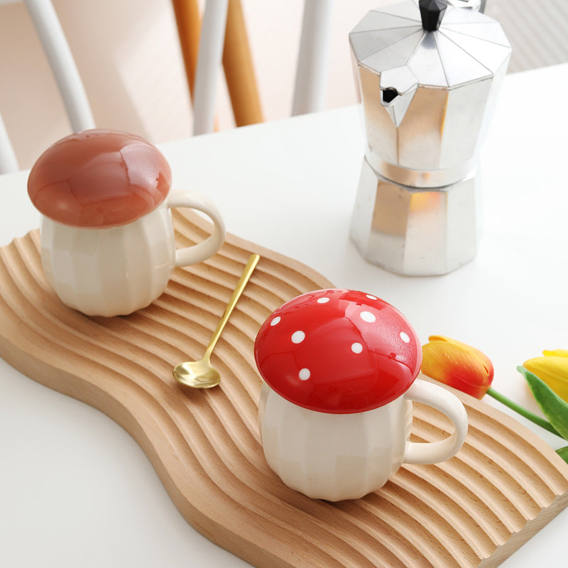 Creative Mushroom Ceramic Mug with Lid