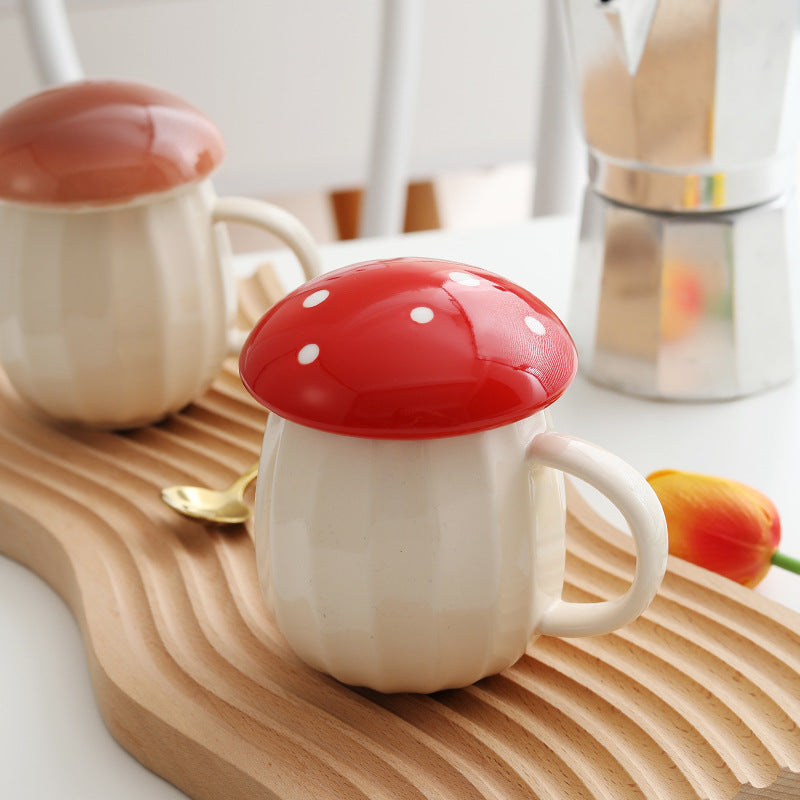 Creative Mushroom Ceramic Mug with Lid