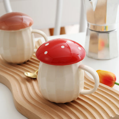 Creative Mushroom Ceramic Mug with Lid