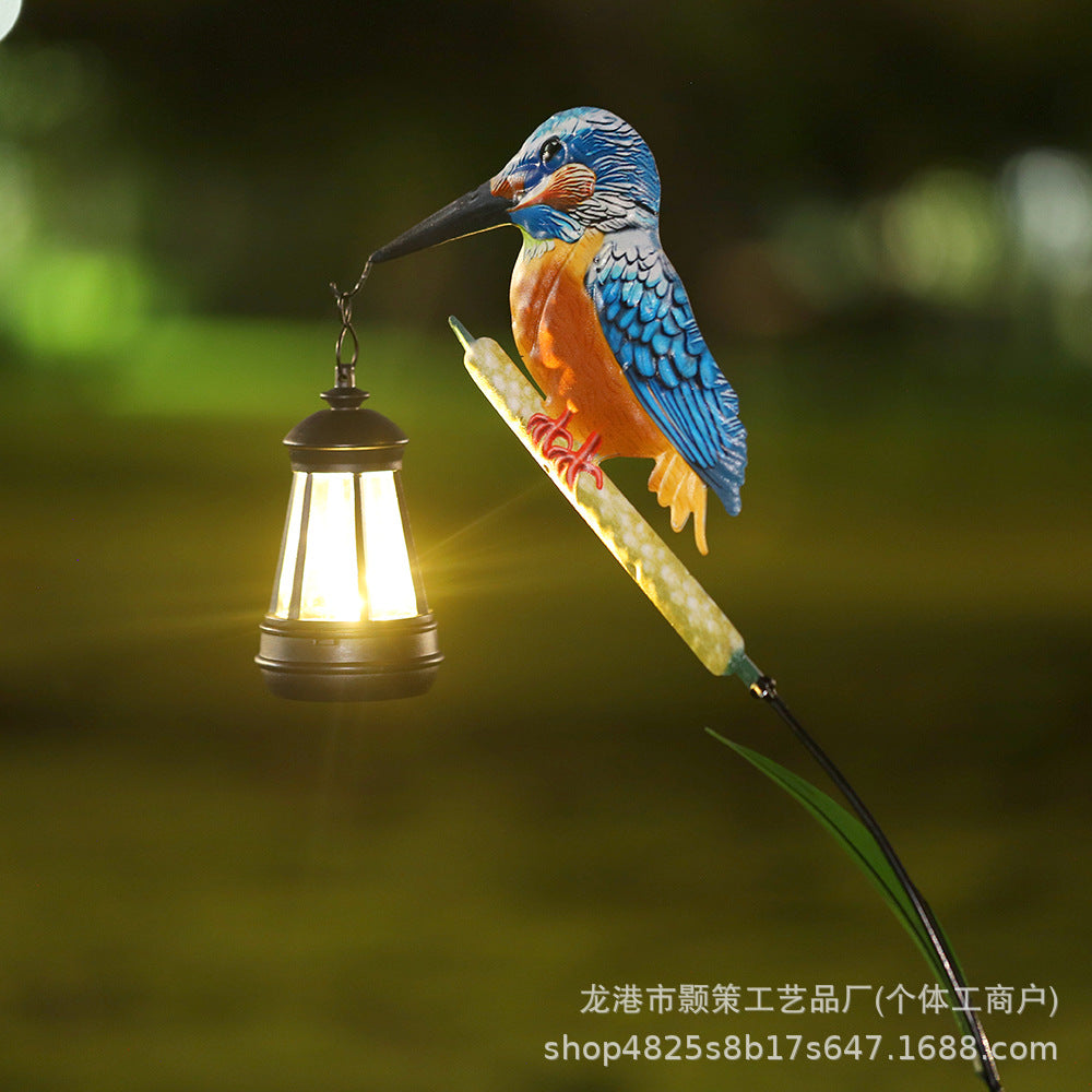Creative New Solar Bird Lantern Outdoor Landscape Lamp Garden Courtyard Lawn Decoration Iron Crafts