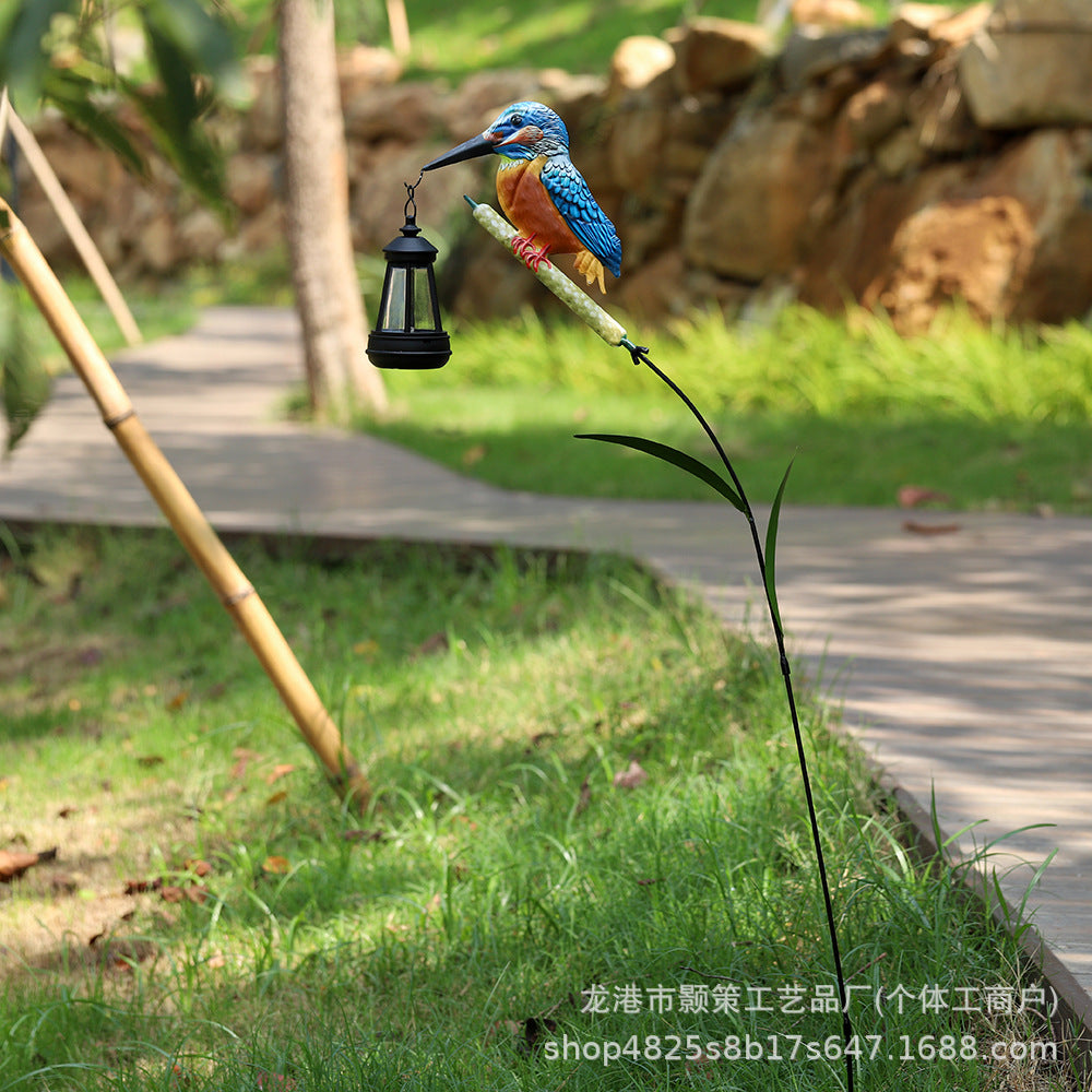 Creative New Solar Bird Lantern Outdoor Landscape Lamp Garden Courtyard Lawn Decoration Iron Crafts