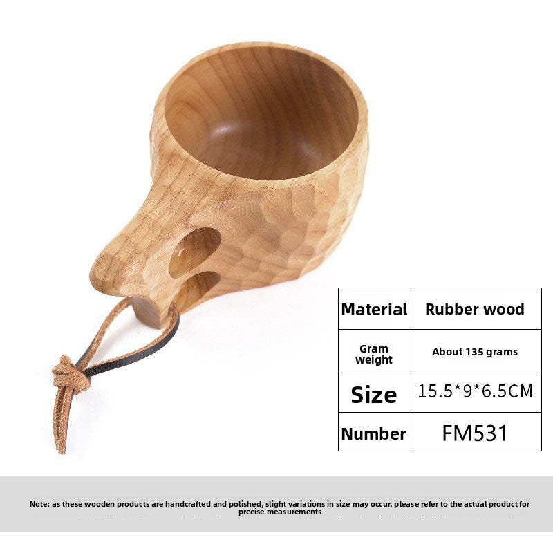 Creative Nordic Wooden Cups with Lanyard