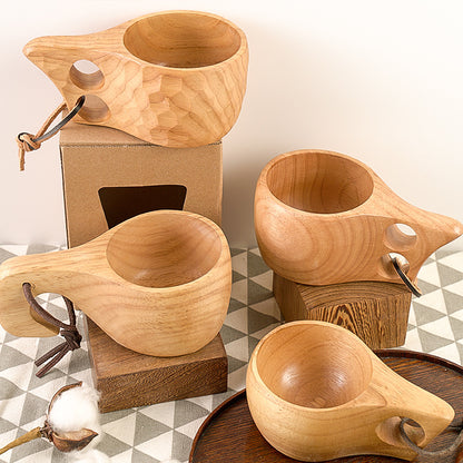 Creative Nordic Wooden Cups with Lanyard