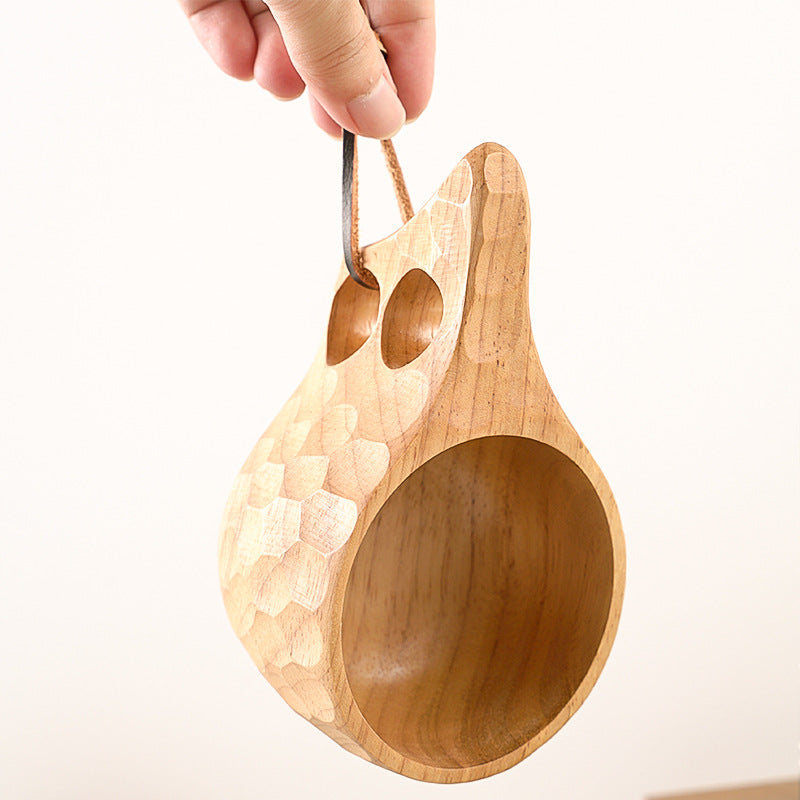 Creative Nordic Wooden Cups with Lanyard