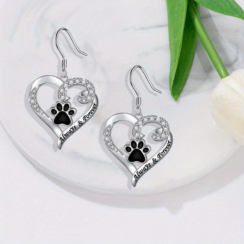 Creative Paw Print Heart Shape Earrings