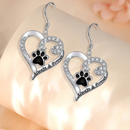 Creative Paw Print Heart Shape Earrings