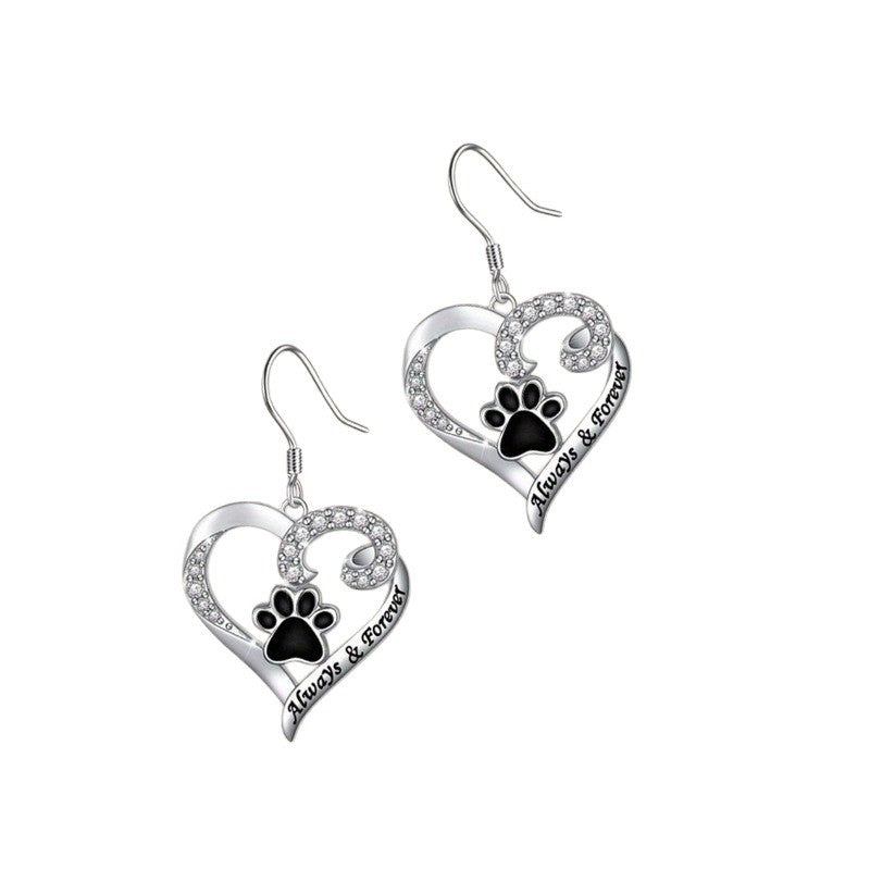 Creative Paw Print Heart Shape Earrings