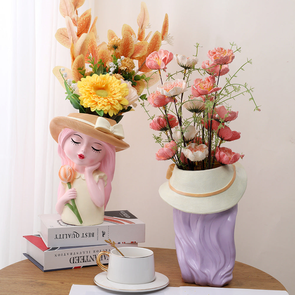 Creative resin figure flower pot ornaments