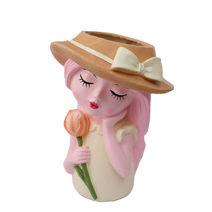 Creative resin figure flower pot ornaments