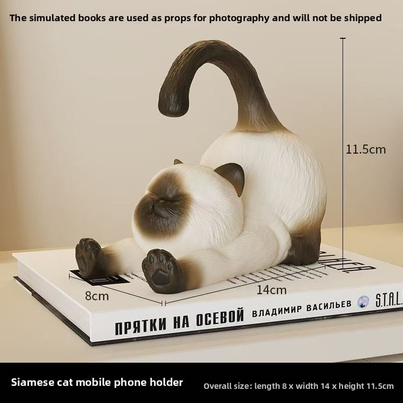 Creative Siamese Cat Phone Tablet Stand Desktop Ornament