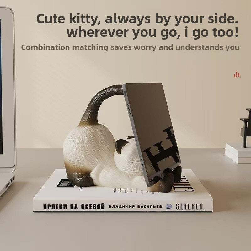 Creative Siamese Cat Phone Tablet Stand Desktop Ornament