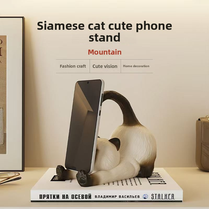 Creative Siamese Cat Phone Tablet Stand Desktop Ornament