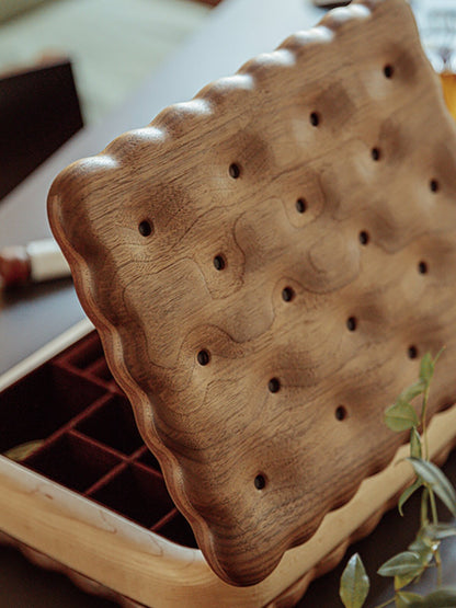 Creative Solid Wood Cookie Shaped Jewelry Storage Box
