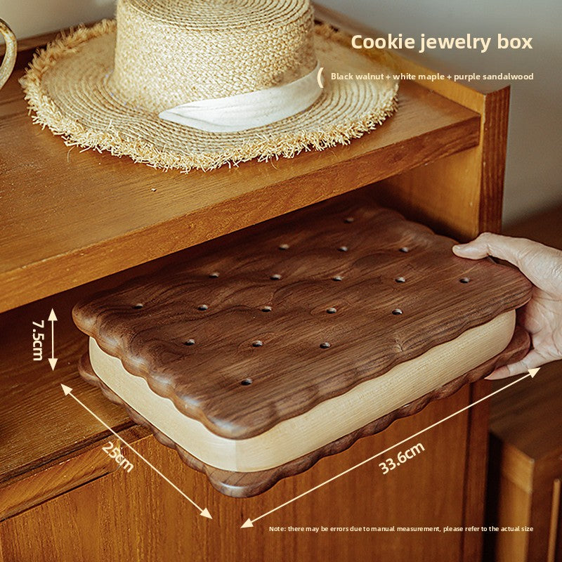 Creative Solid Wood Cookie Shaped Jewelry Storage Box