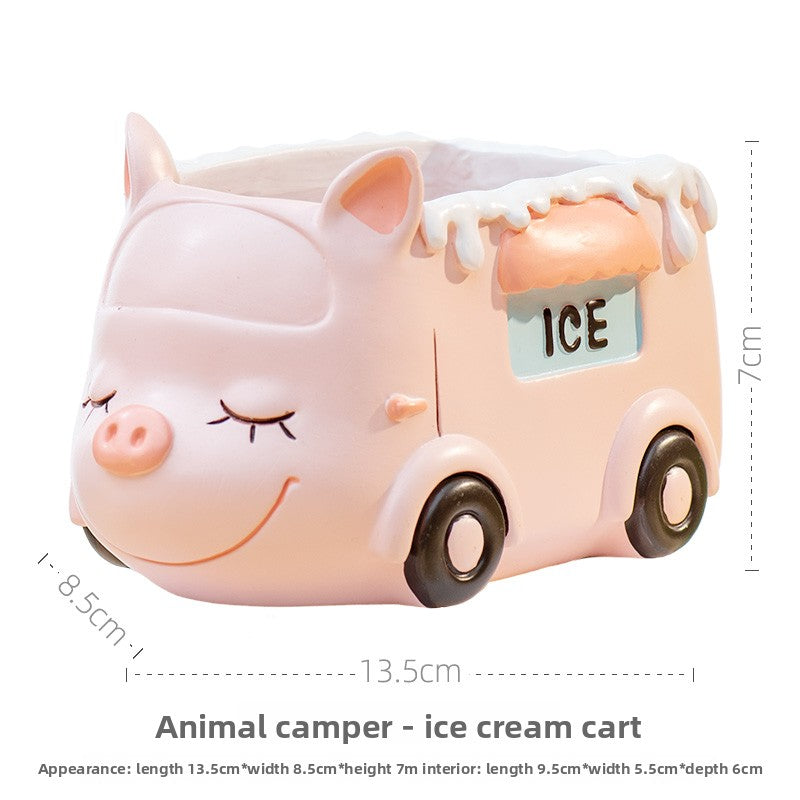 Creative Succulent Flower Pots for Kindergarten Plant Corners, Cute Cartoon Car and Animal Decorations, Gift for Boys