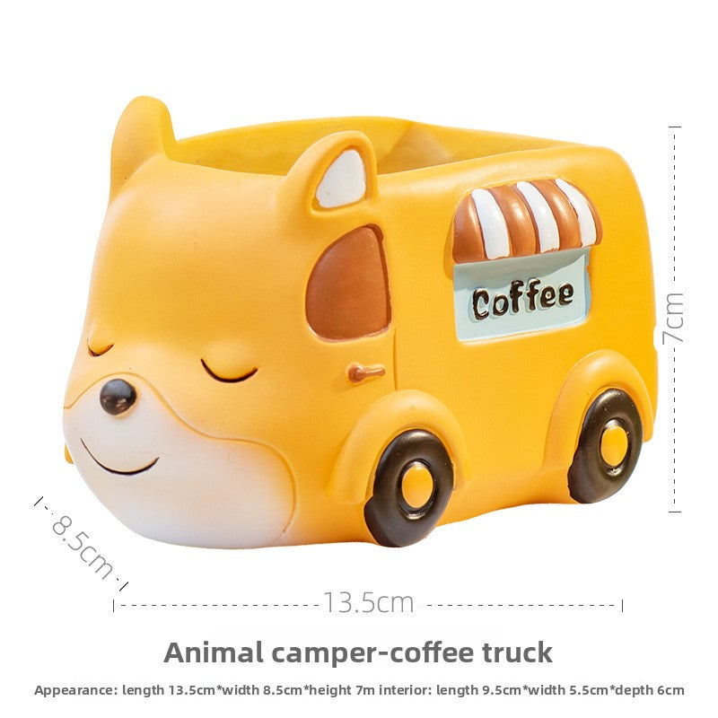 Creative Succulent Flower Pots for Kindergarten Plant Corners, Cute Cartoon Car and Animal Decorations, Gift for Boys