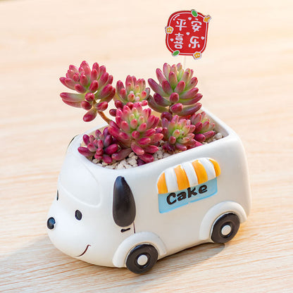 Creative Succulent Flower Pots for Kindergarten Plant Corners, Cute Cartoon Car and Animal Decorations, Gift for Boys